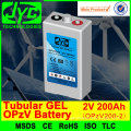Guangdong top power factory 2v 200ah tubular gel battery
